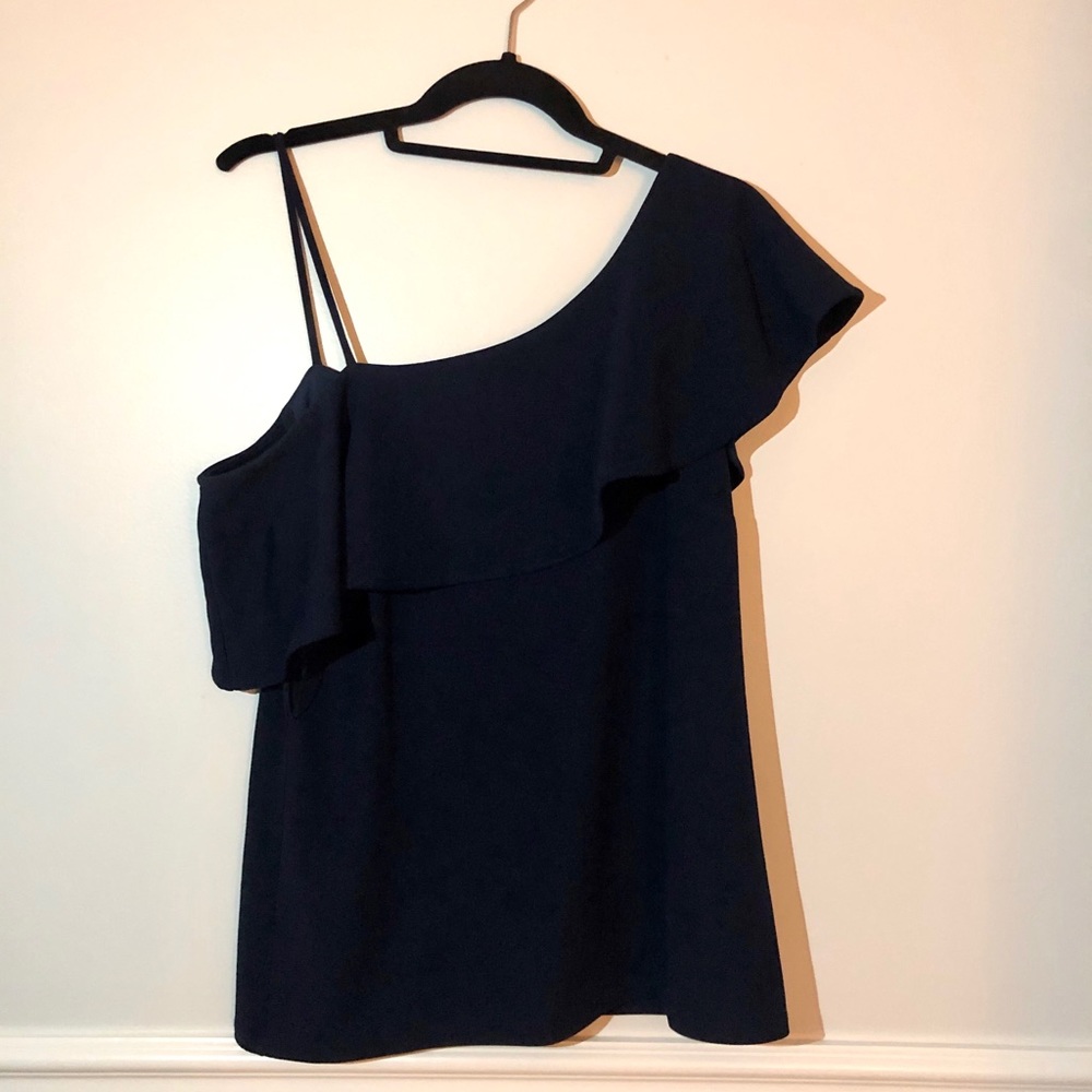 Banana Republic navy one shoulder top